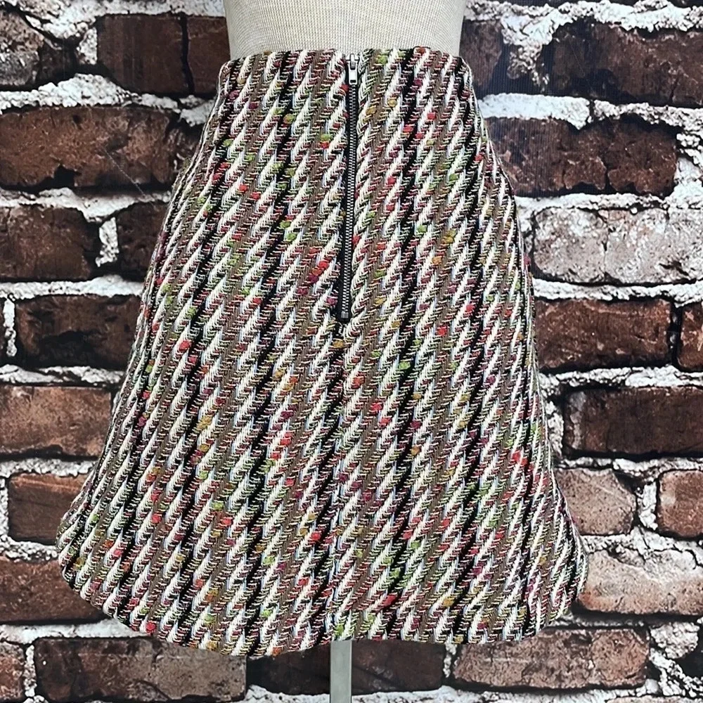 .OBJECT Tweed Skirt Mini Colorful Red Cream Size 40 - Picture 9 of 17